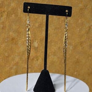 Silver Dangle Earrings with Rhinestones